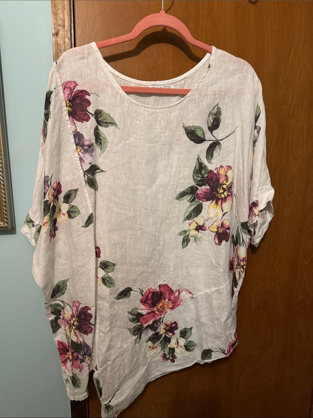 Floral Linen Blend Dolman Sleeve Top